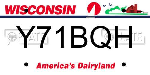 Y71BQH Wisconsin License Plate