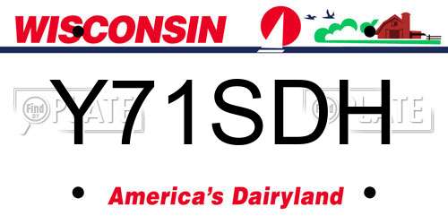 Y71SDH Wisconsin License Plate