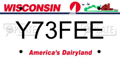Y73FEE Wisconsin License Plate