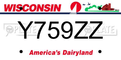 Y759ZZ Wisconsin License Plate