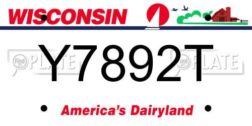 Y7892T Wisconsin License Plate