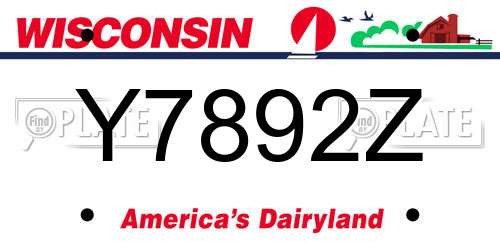 Y7892Z Wisconsin License Plate