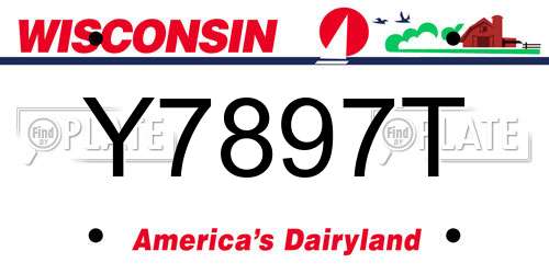 Y7897T Wisconsin License Plate