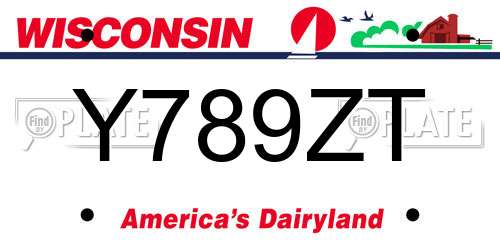 Y789ZT Wisconsin License Plate