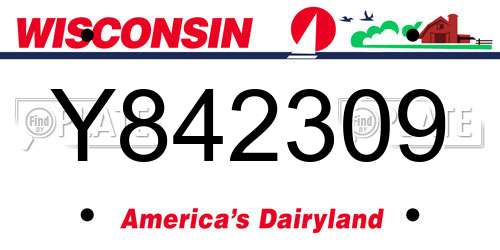 Y842309 Wisconsin License Plate