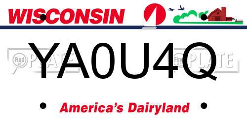 YA0U4Q Wisconsin License Plate