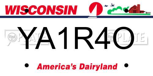 YA1R4O Wisconsin License Plate