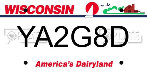 YA2G8D Wisconsin License Plate