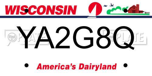 YA2G8Q Wisconsin License Plate