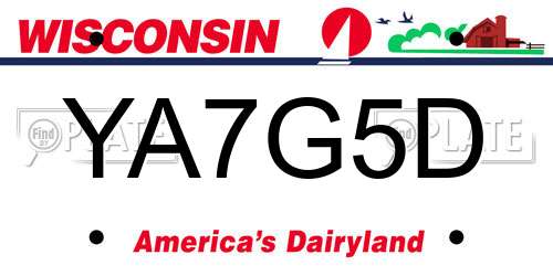 YA7G5D Wisconsin License Plate