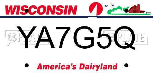 YA7G5Q Wisconsin License Plate