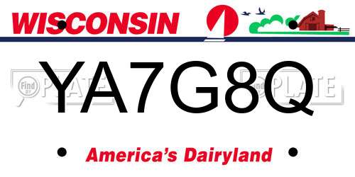 YA7G8Q Wisconsin License Plate