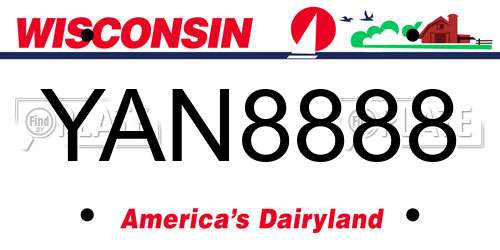 YAN8888 Wisconsin License Plate