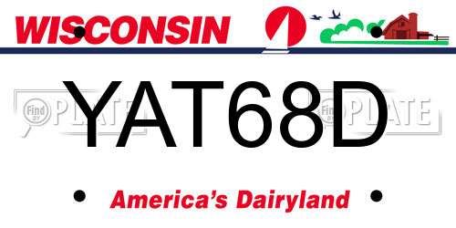 YAT68D Wisconsin License Plate