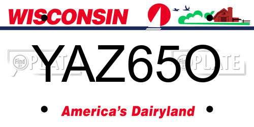 YAZ65O Wisconsin License Plate