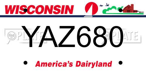 YAZ680 Wisconsin License Plate