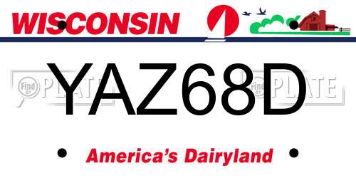 YAZ68D Wisconsin License Plate