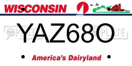 YAZ68O Wisconsin License Plate