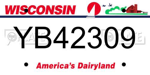 YB42309 Wisconsin License Plate