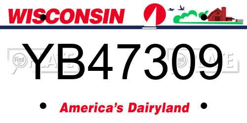 YB47309 Wisconsin License Plate