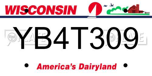 YB4T309 Wisconsin License Plate