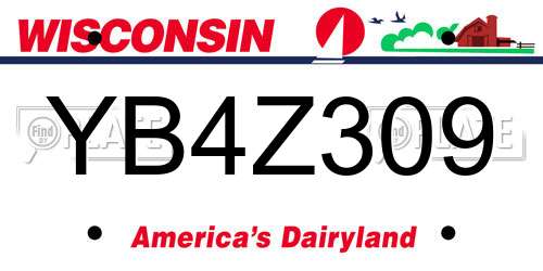 YB4Z309 Wisconsin License Plate