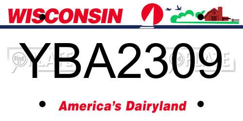 YBA2309 Wisconsin License Plate