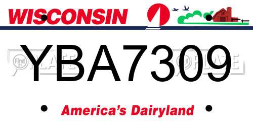 YBA7309 Wisconsin License Plate