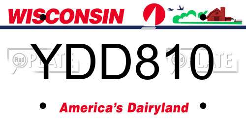 YDD810 Wisconsin License Plate