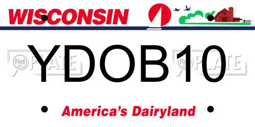 YDOB10 Wisconsin License Plate