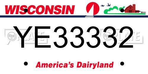 YE33332 Wisconsin License Plate
