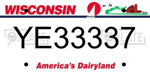 YE33337 Wisconsin License Plate