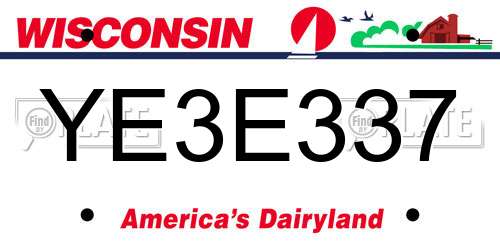 YE3E337 Wisconsin License Plate