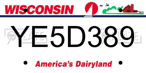 YE5D389 Wisconsin License Plate
