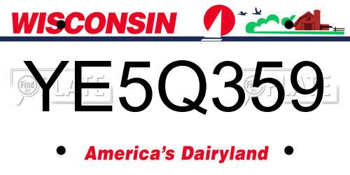 YE5Q359 Wisconsin License Plate