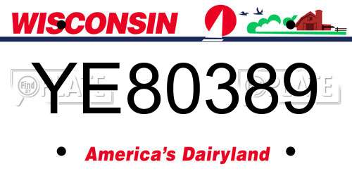 YE80389 Wisconsin License Plate