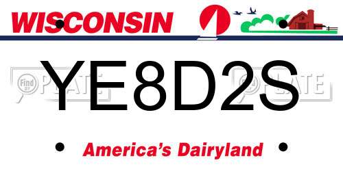 YE8D2S Wisconsin License Plate