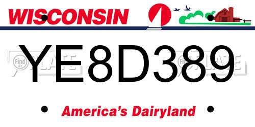 YE8D389 Wisconsin License Plate