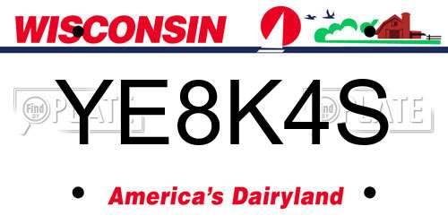 YE8K4S Wisconsin License Plate
