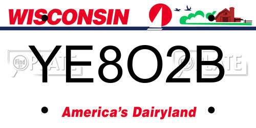 YE8O2B Wisconsin License Plate