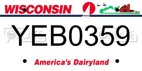 YEB0359 Wisconsin License Plate