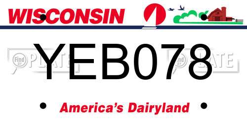 YEB078 Wisconsin License Plate