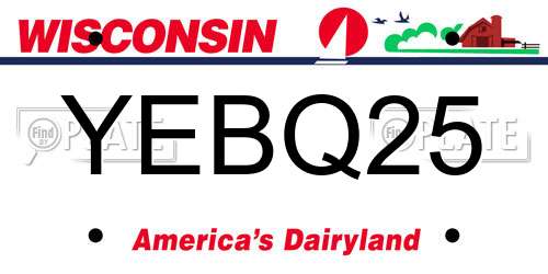 YEBQ25 Wisconsin License Plate