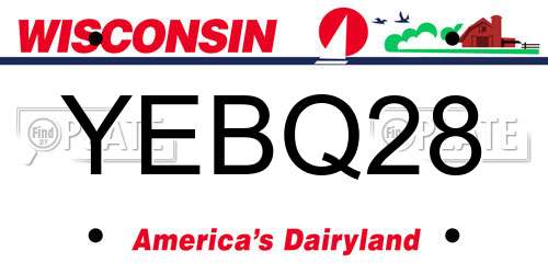 YEBQ28 Wisconsin License Plate