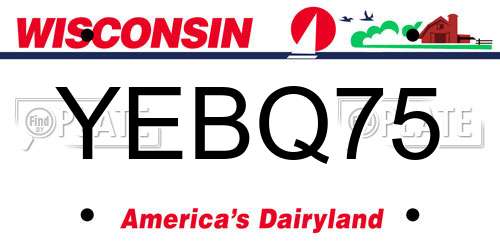 YEBQ75 Wisconsin License Plate