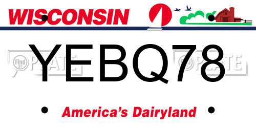 YEBQ78 Wisconsin License Plate