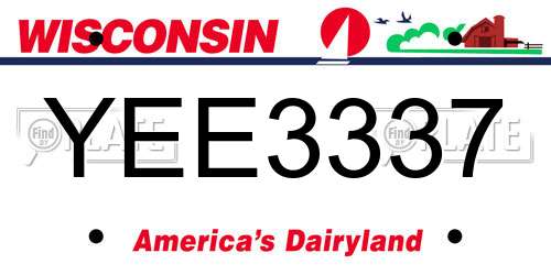 YEE3337 Wisconsin License Plate