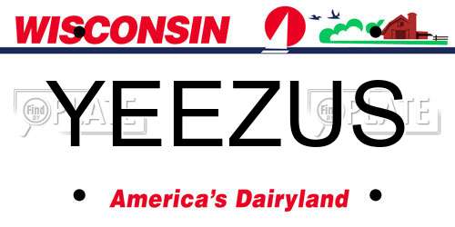 YEEZUS Wisconsin License Plate