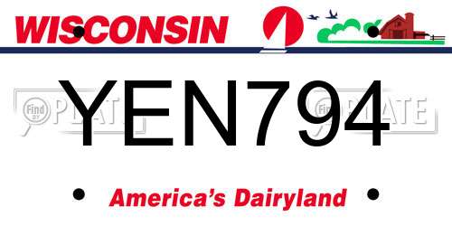 YEN794 Wisconsin License Plate