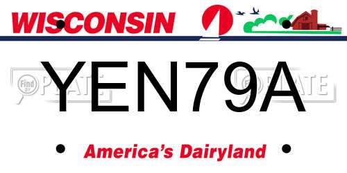 YEN79A Wisconsin License Plate